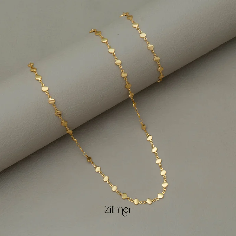 Gold Heart Necklace-KY101730 - Gold Toned Necklace Bracelet Set