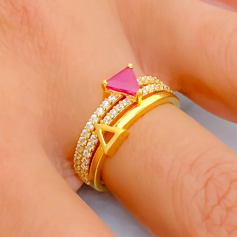 Graceful Exquisite 22k Gold CZ Ring