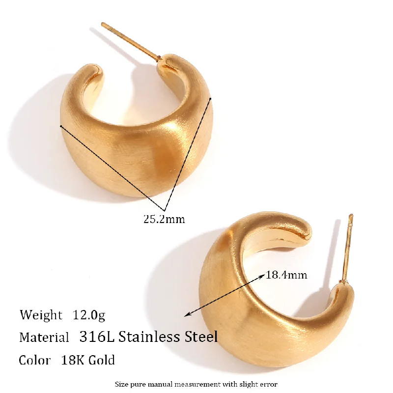 25mm * 24mm Hollow Glossy Earrings-Matte gold