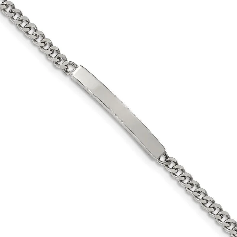 Double Cuff Bracelet-Stainless Steel Polished Flat Curb Chain 8.5in ID Bracelet