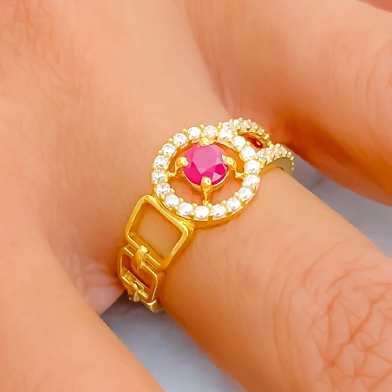 Bold Elevated 22k Gold CZ Ring