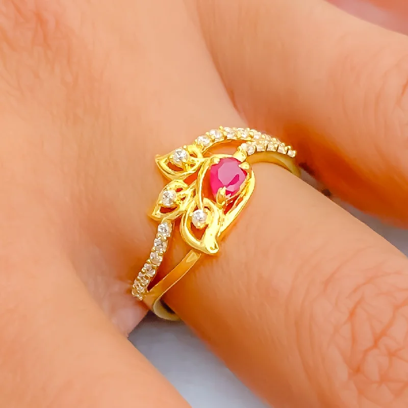 Ethereal Fancy 22k Gold CZ Ring