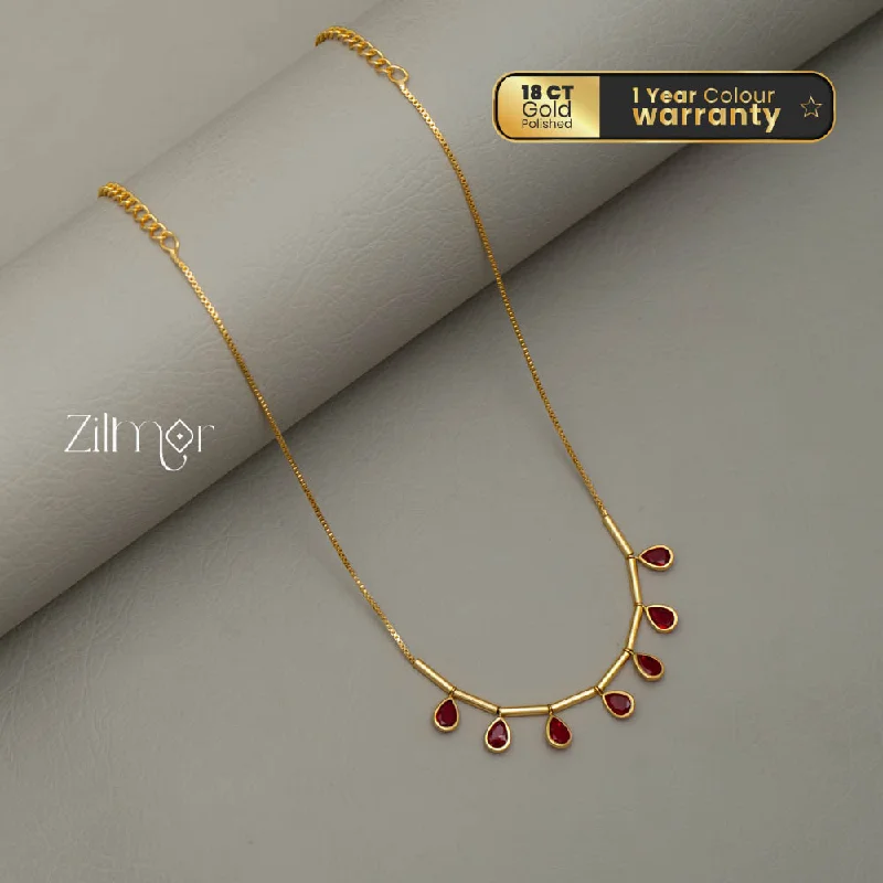 Elegant Sapphire Necklace-PE101657  - Gold tone Simple Necklace