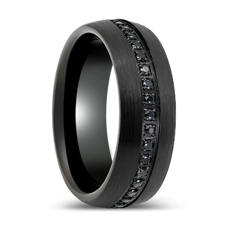 SANCHO | Black Tungsten Ring with Black CZ