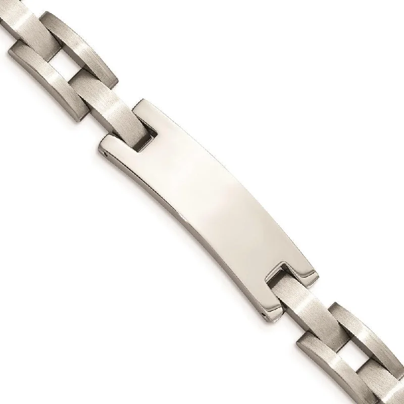 Adjustable Leather Bracelet-Stainless Steel Brushed and Polished ID 9.25in Bracelet