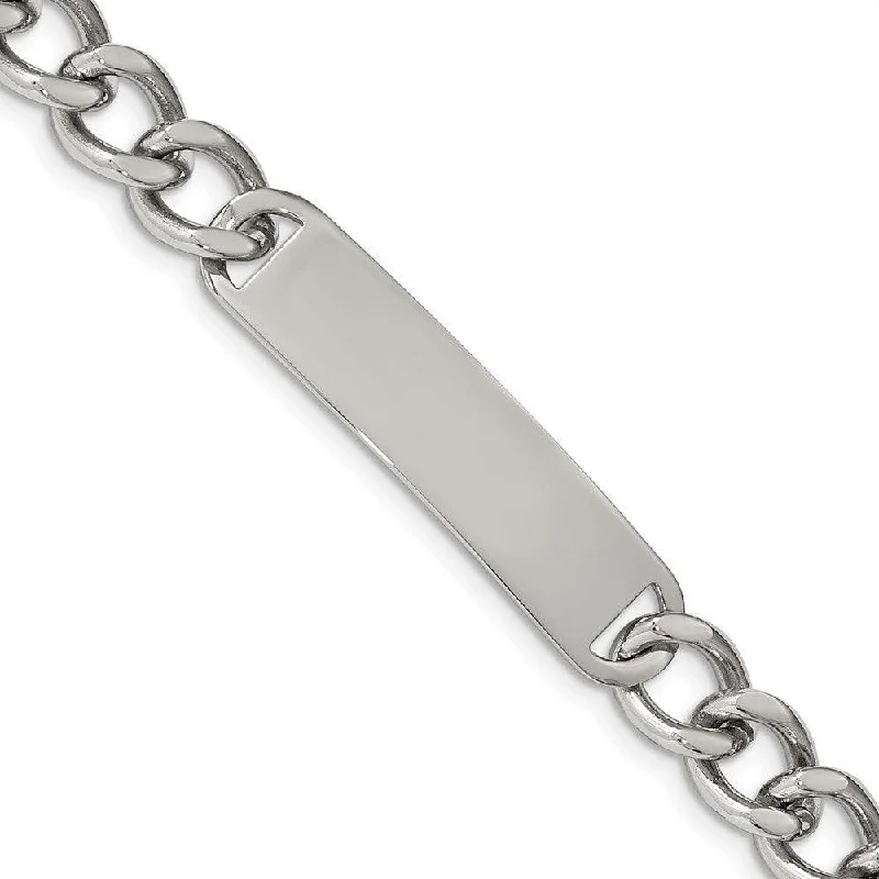 Silver Tennis Bracelet-Stainless Steel Polished ID 8.50in Bracelet