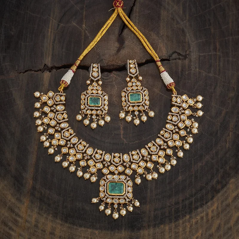 Crystal Pendant Necklace-Kundan Necklace 174053