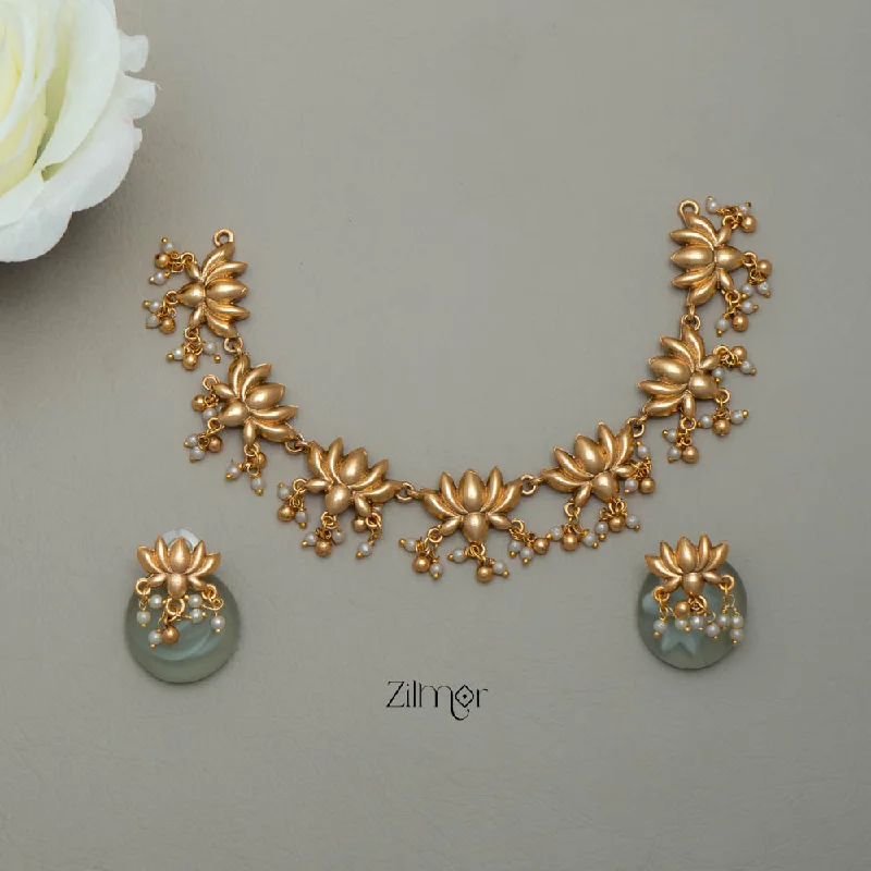 Shiny Crystal Necklace-NV101693 - Lotus  Necklace Earrings set