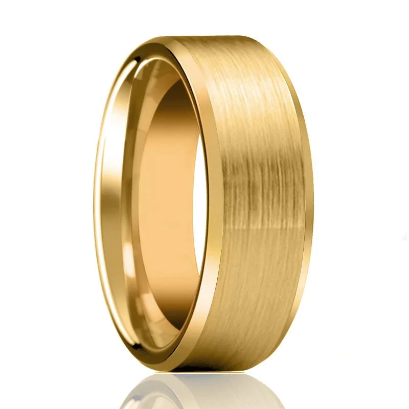 GEMINI | Gold Tungsten Ring, Brushed, Beveled